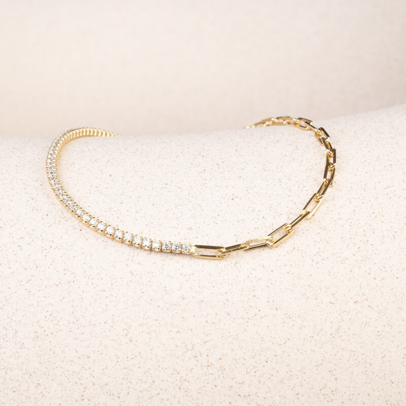 Forgyldt rustikt armbånd med sten