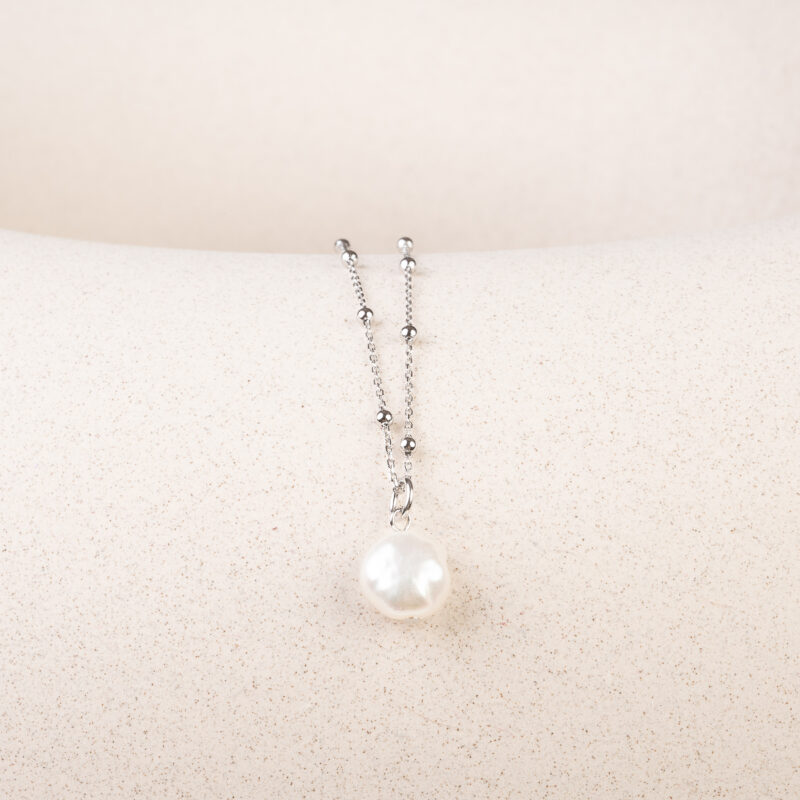 Halskæde med perle, 925 sterling sølv