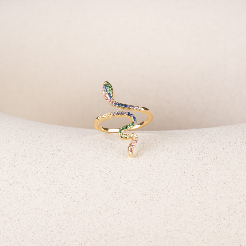 Forgyldt sølvring - Snake