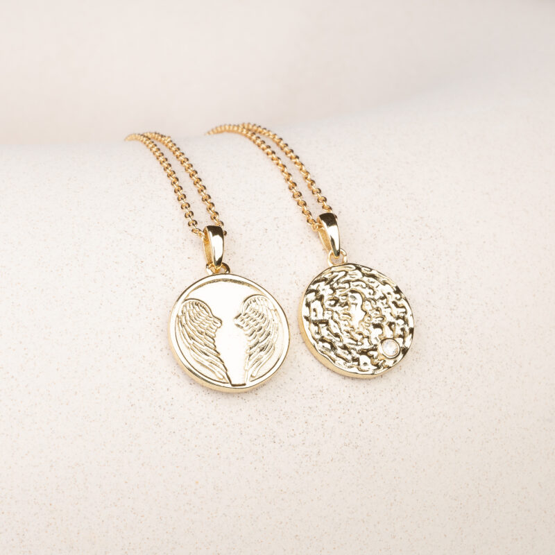 Englevinger forgyldt 925 sterling sølv, mindesmykke